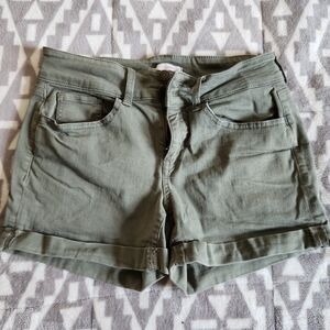 Green denim shorts